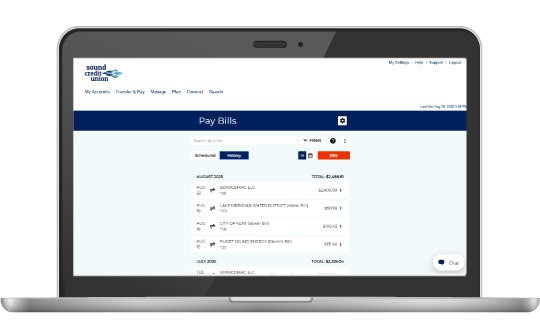 Bill Pay screenshot on a laptop