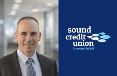 Blog image featuring Ian Crawford, Business Lending Production Manager, beside a blue background with the Sound Credit Union logo.