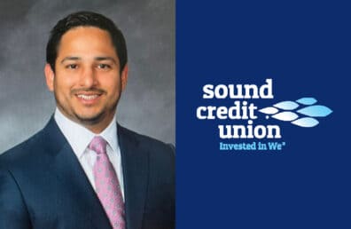 Featured blog image of Matthew Figueroa next to the Sound Credit Union logo.