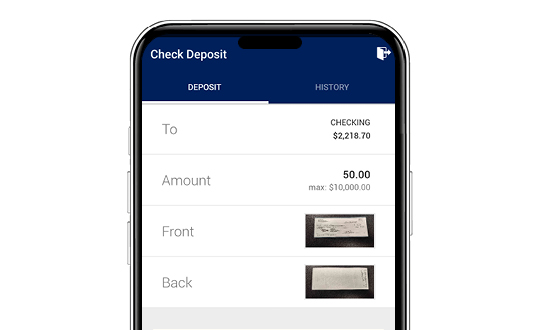 mobile deposit screen in Sound mobile app