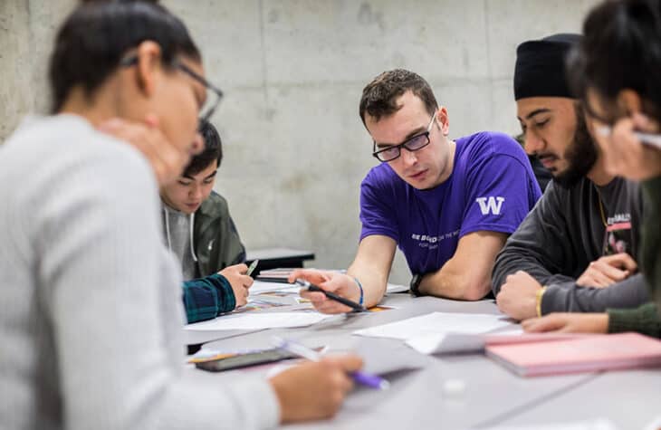 University of Washington students working on a group project.