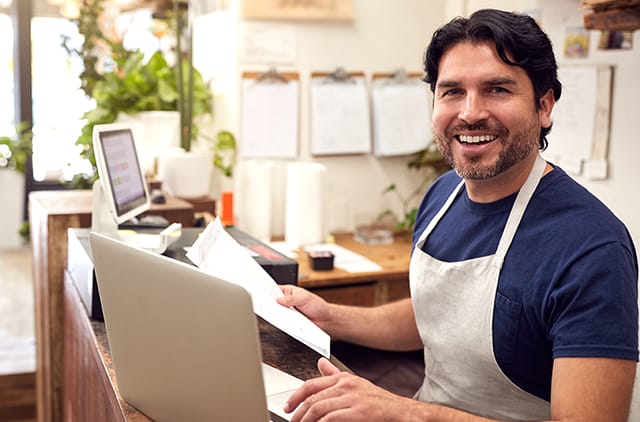 Business man working on computer